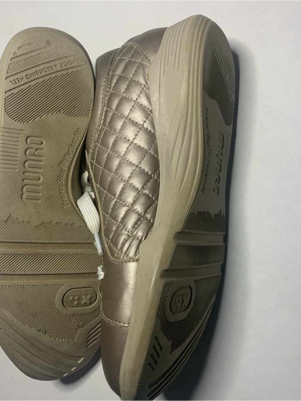 Munro Metallic Quilted Lace-Up Sneakers in Light Gold - Picture 4 of 6